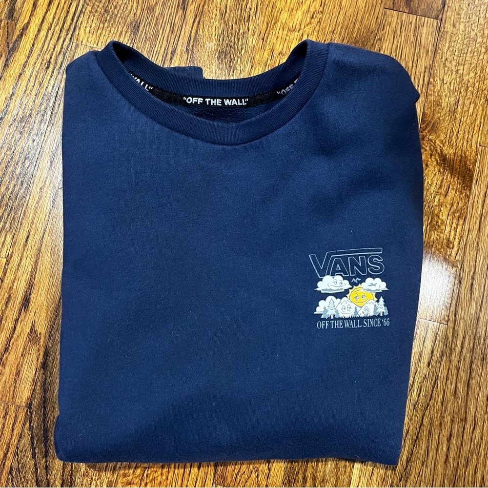 Vans Off The Wall Navy Blue Crewneck Sweater - Size Medium